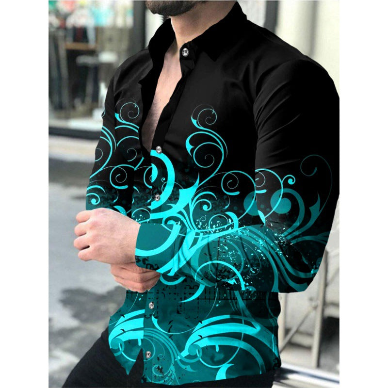 Langärmliges 3D-Druck-Shirt für Männer – Bild 5 | LuxeStyle