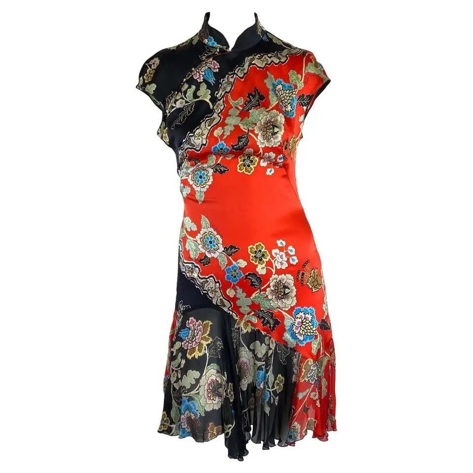 Mandarin-Collar Cheongsam mit Pflanzenprint | LuxeStyle