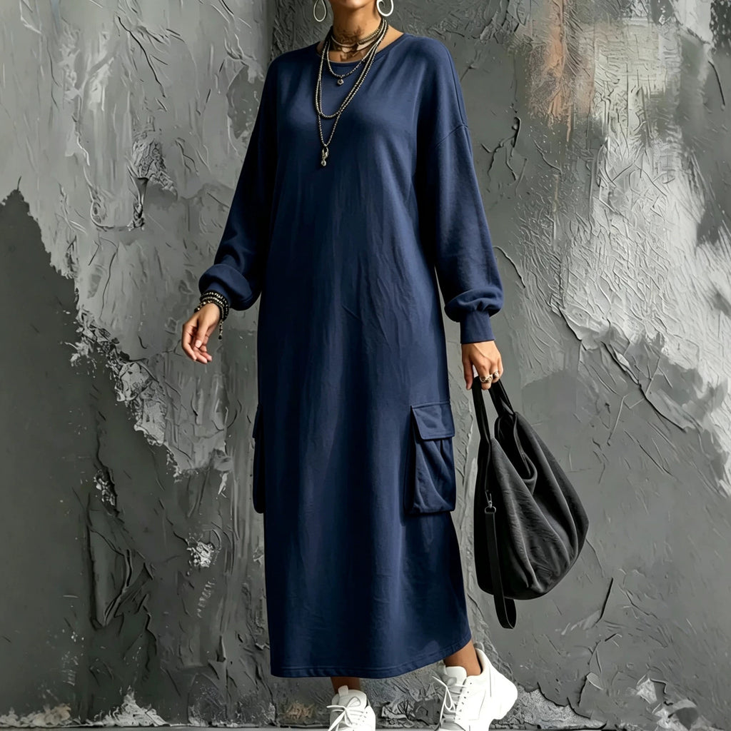 Lässiges Hoodie-Kleid mit langen Ärmeln