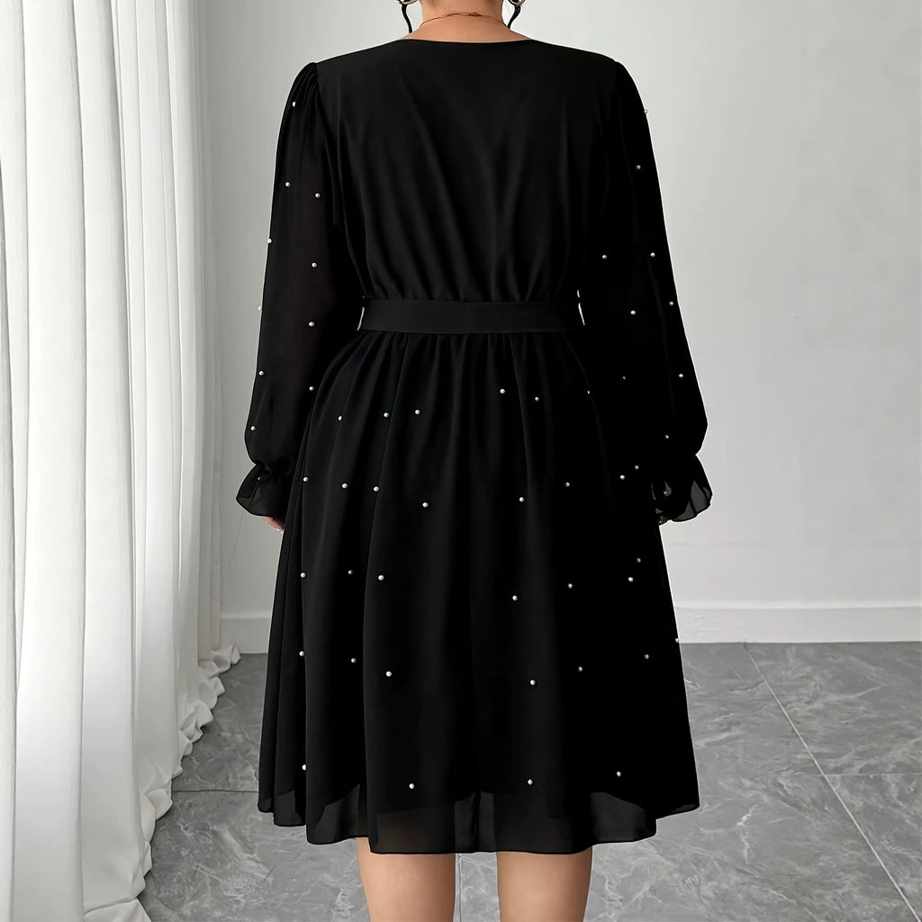 Elegantes V-Ausschnitt A-Linien Kleid