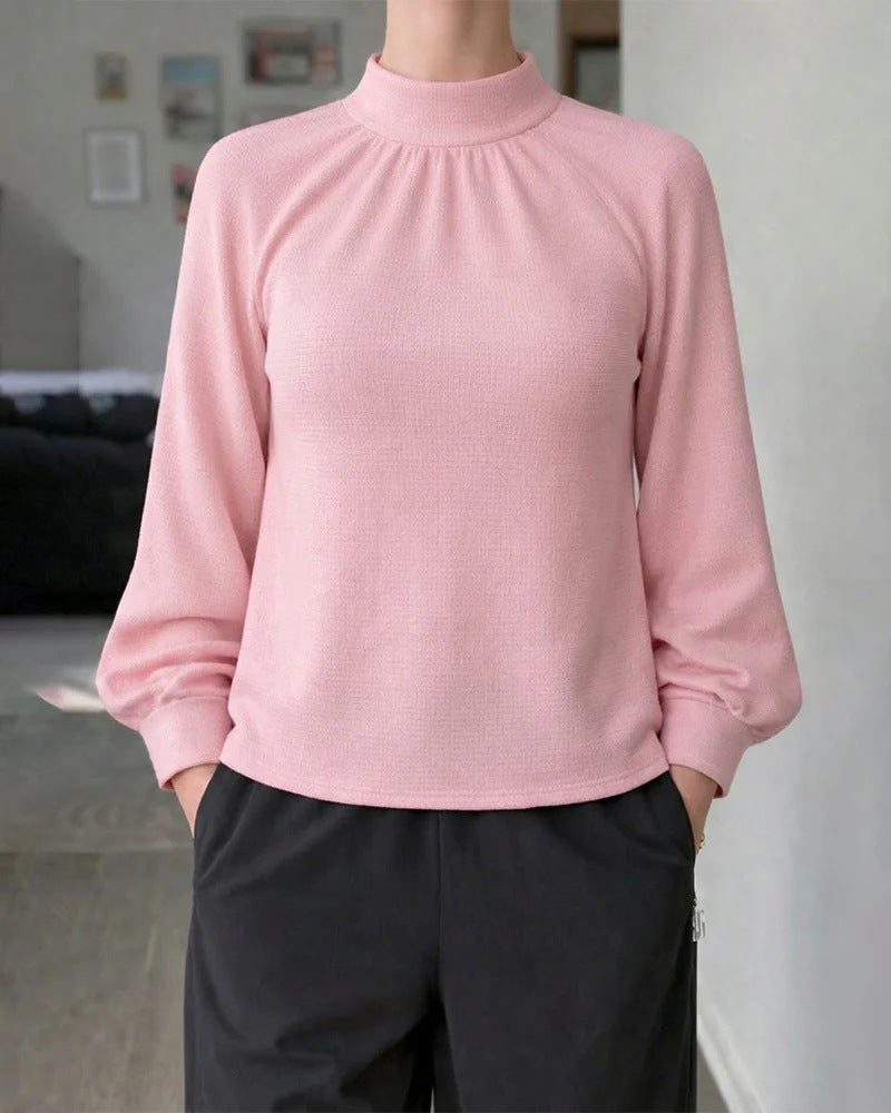 Strickpullover mit Rollkragen und Spitzenbesatz – Ansicht 2