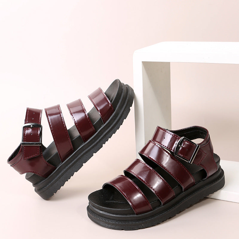 Römer Sandalen mit offener Spitze und Schnalle – Bild 6 | LuxeStyle