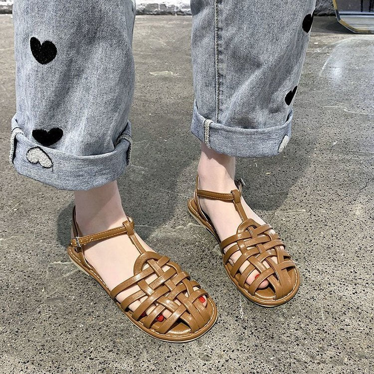 Schwarze Damen-Sandalen aus PU | LuxeStyle