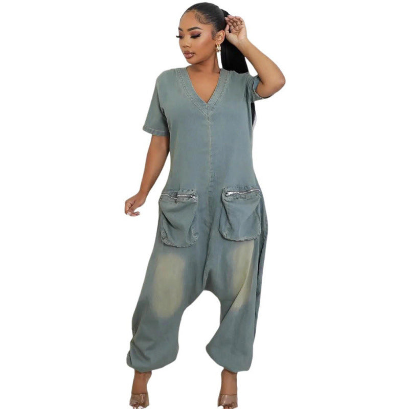 Retro-Jumpsuit in Malachit-Blau
