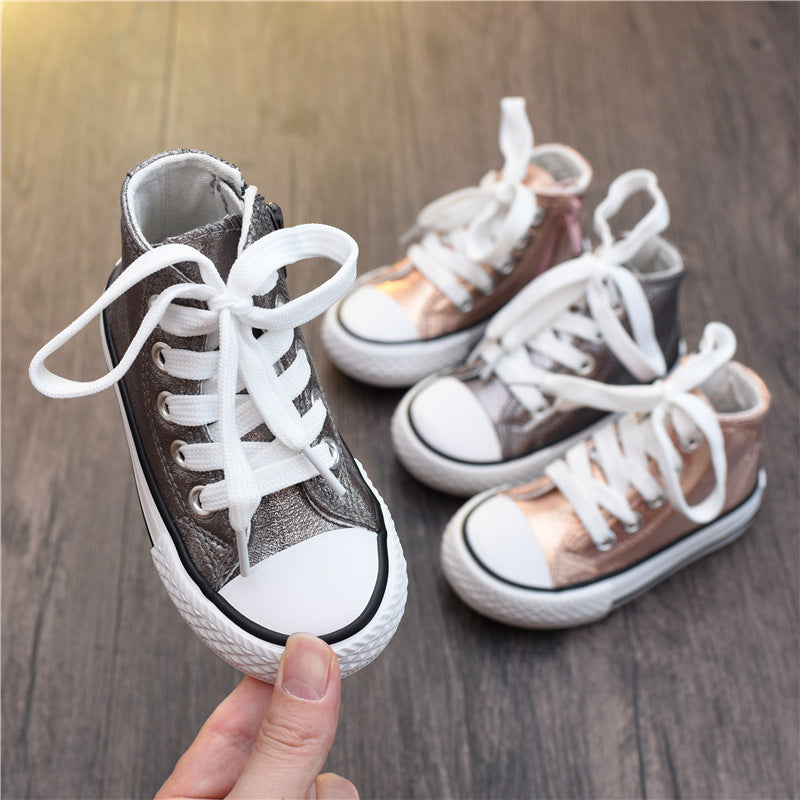 High-Top Canvas-Kinderschuhe mit Pailletten – Bild 2 | LuxeStyle