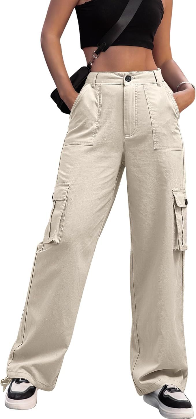 Weite Utility Hose mit hohem Bund