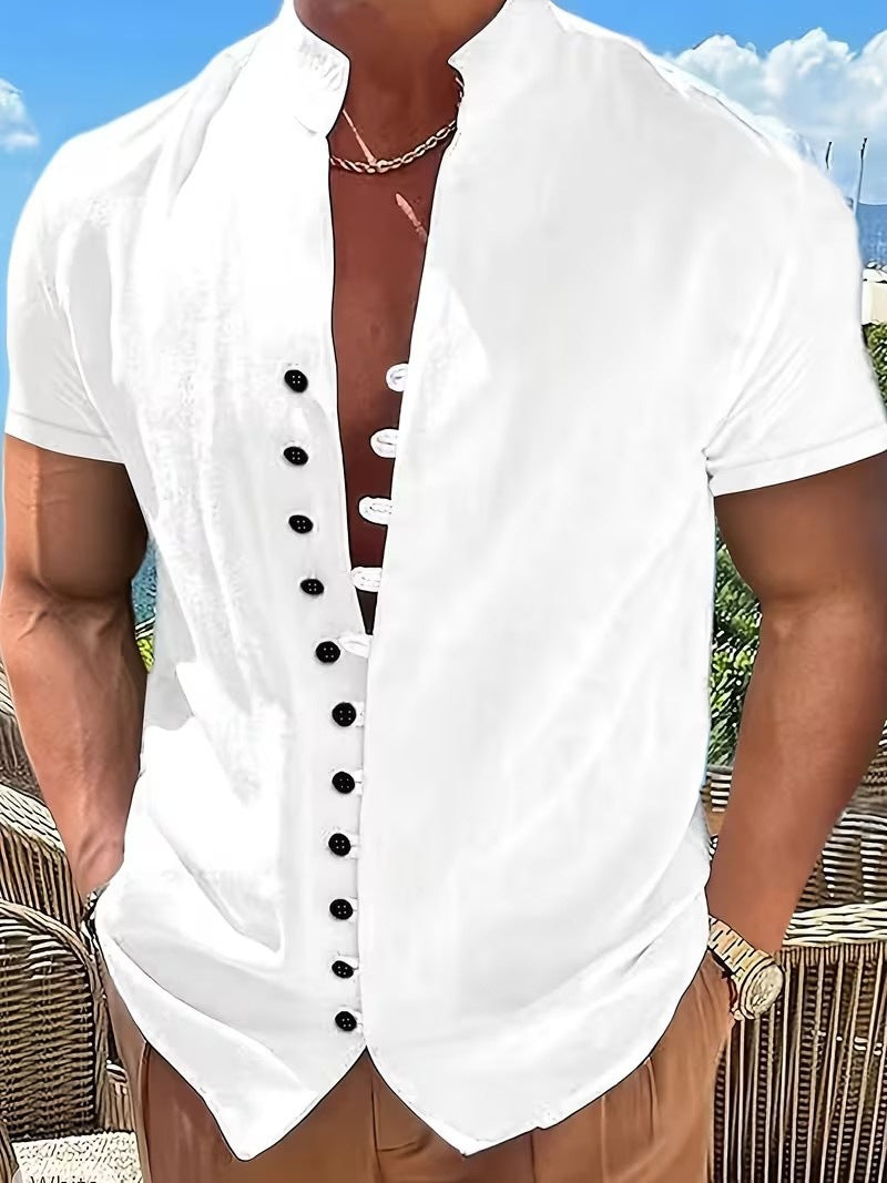 Langärmliges Herren-Mandarin-Kragen-Shirt – Bild 12 | LuxeStyle
