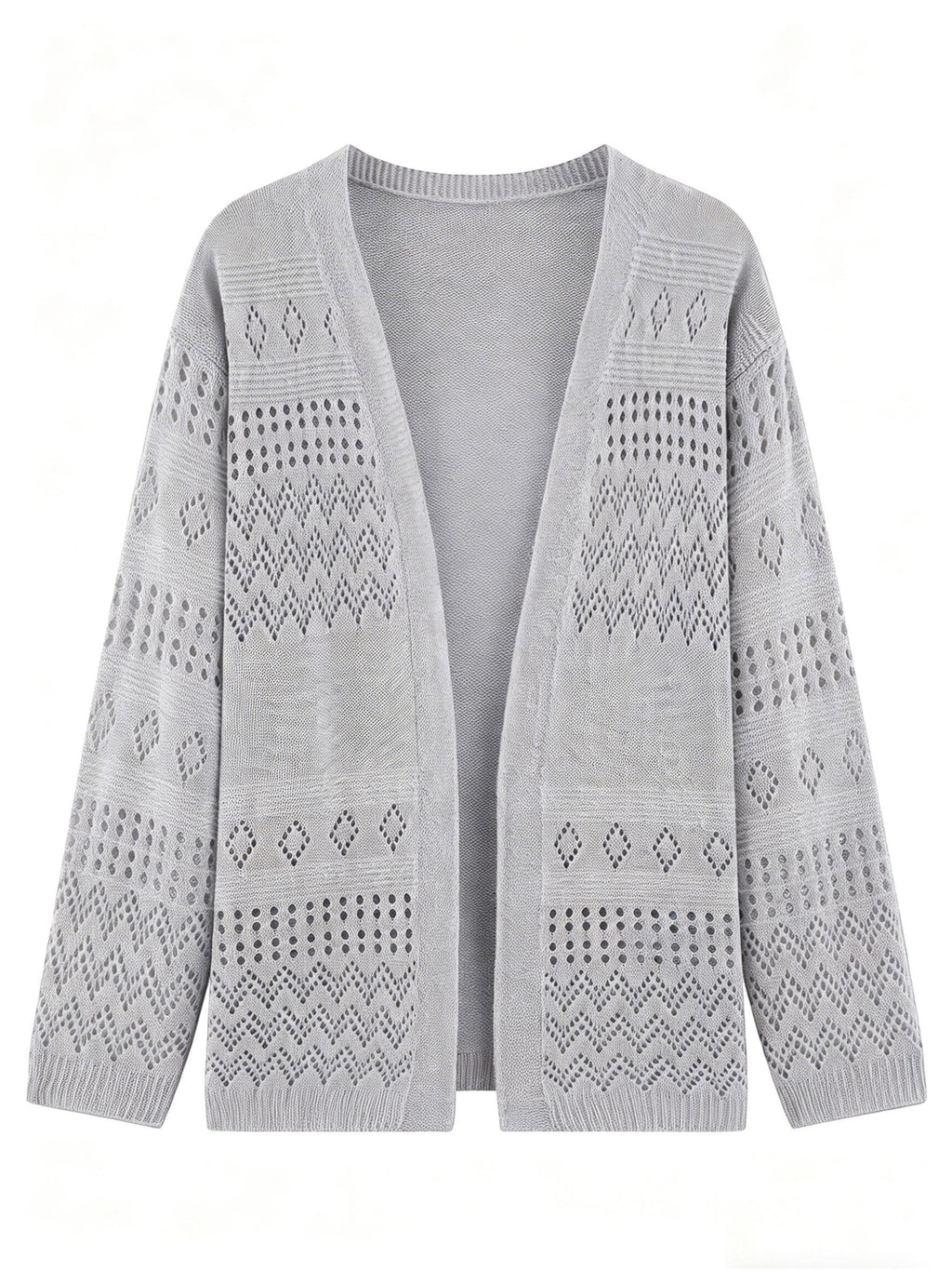 Boho Strick-Cardigan mit Rautenmuster