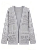Boho Strick-Cardigan mit Rautenmuster