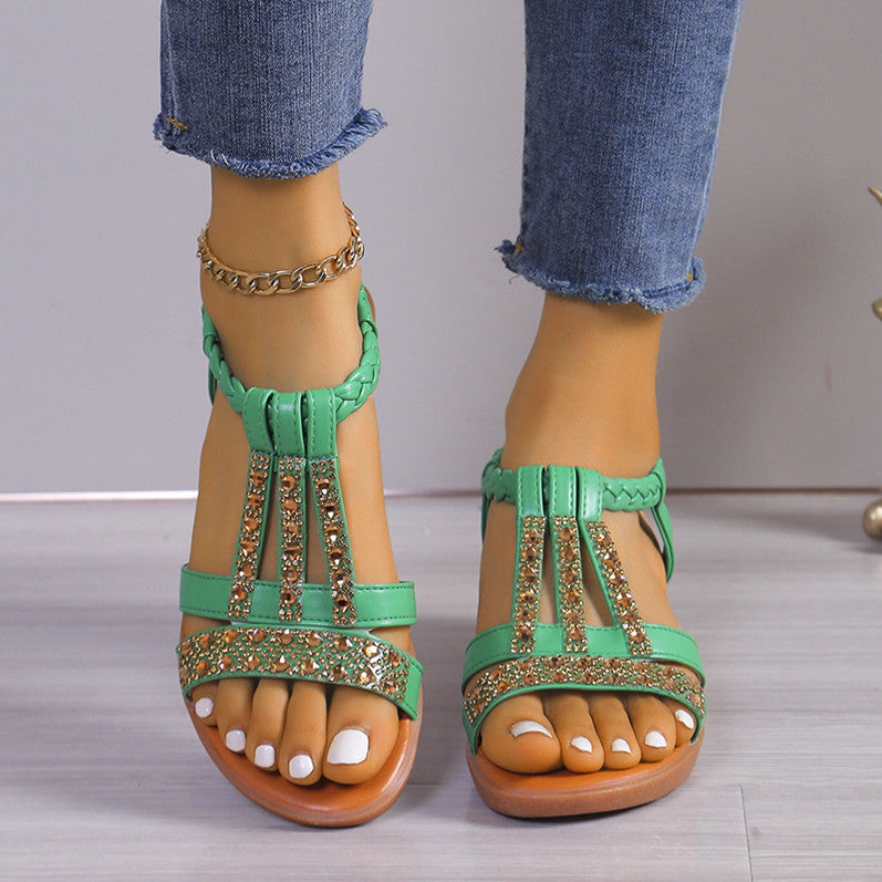 Keilabsatz-Sandalen mit Strass und Peep Toe – Bild 19 | LuxeStyle