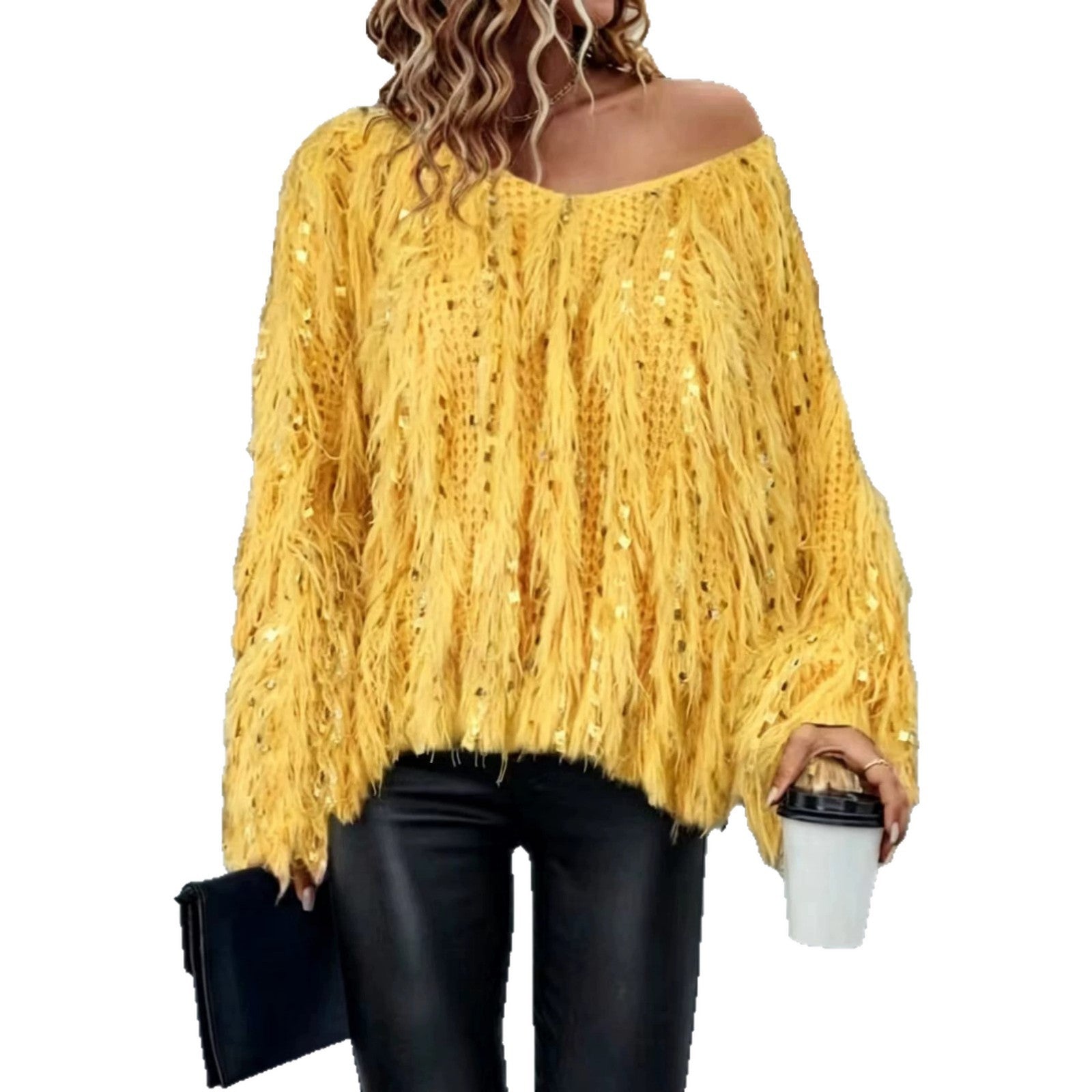 Handgemachter Quasten-Pullover aus Nerzfell