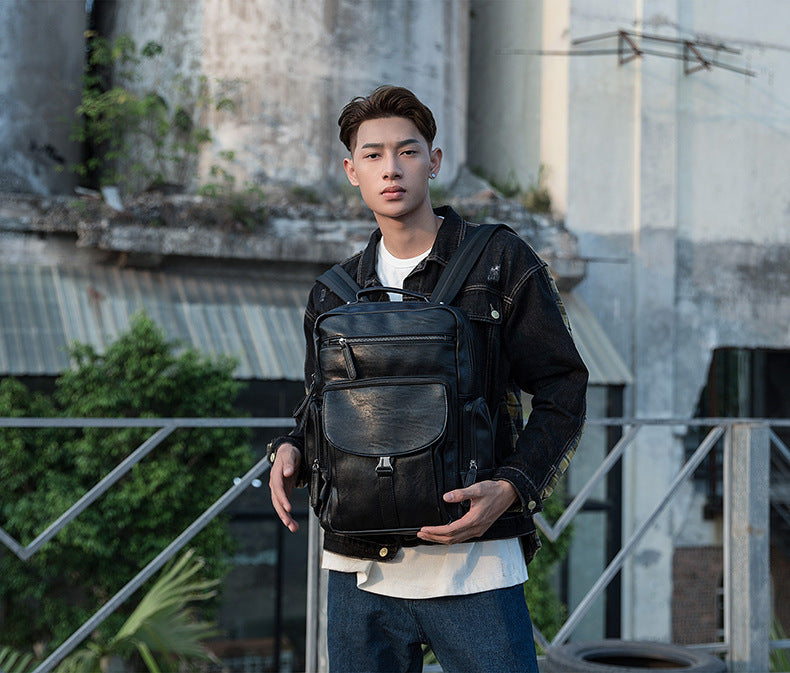 Grosser Rindsleder-Rucksack für Herren – Bild 14 | LuxeStyle