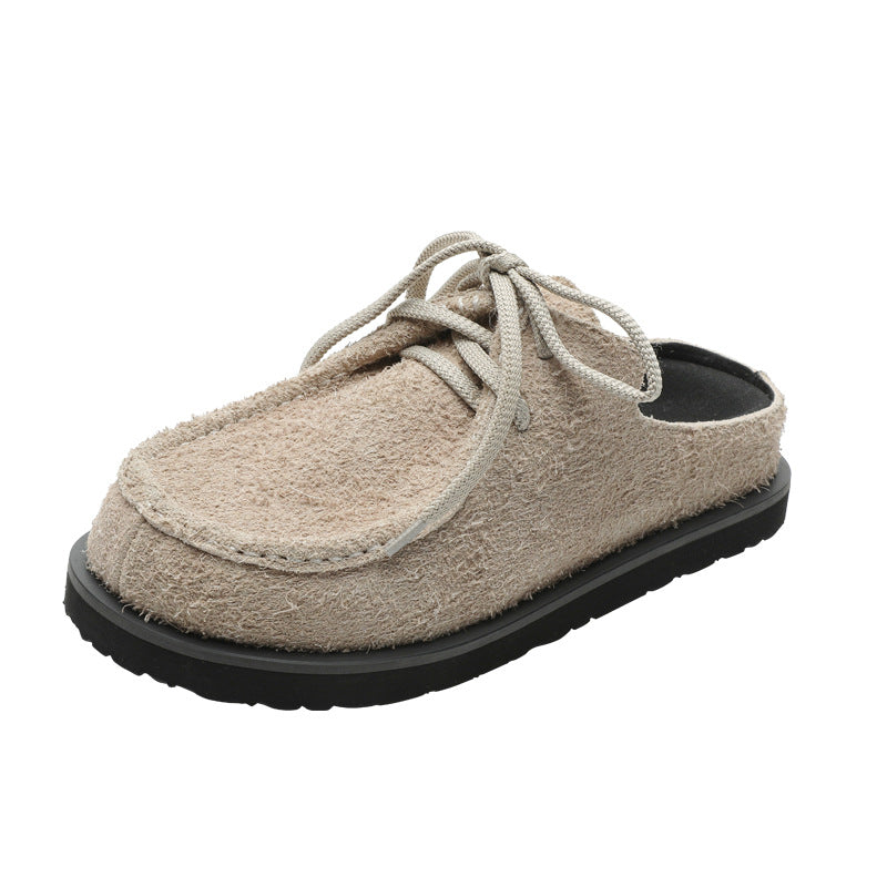 Boccon Hausschuhe aus Wildleder mit langem Fell