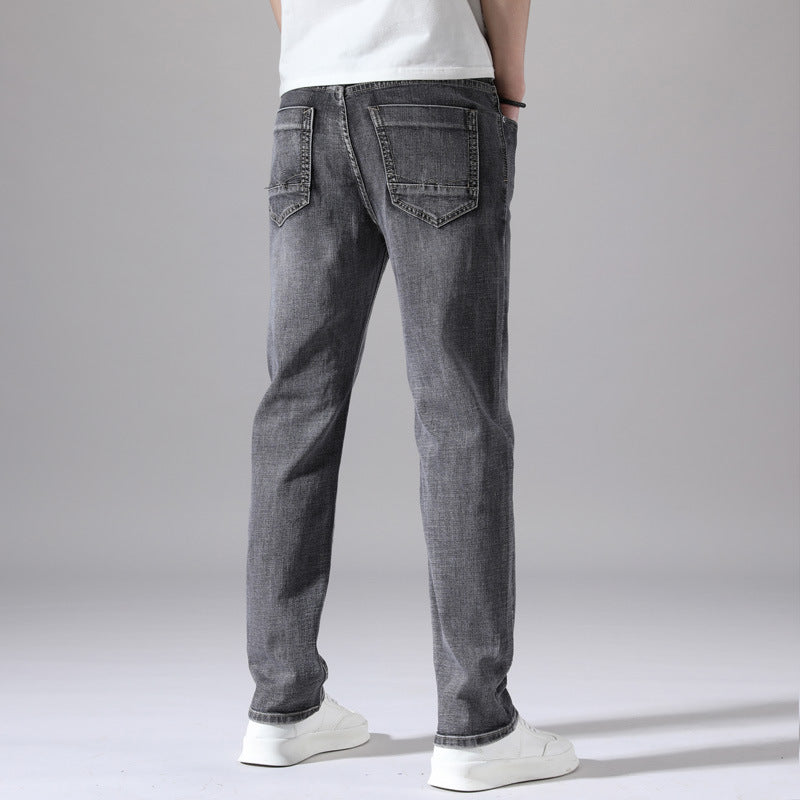 Herren-Retro Stretchhose Gerade Dunkelgrau