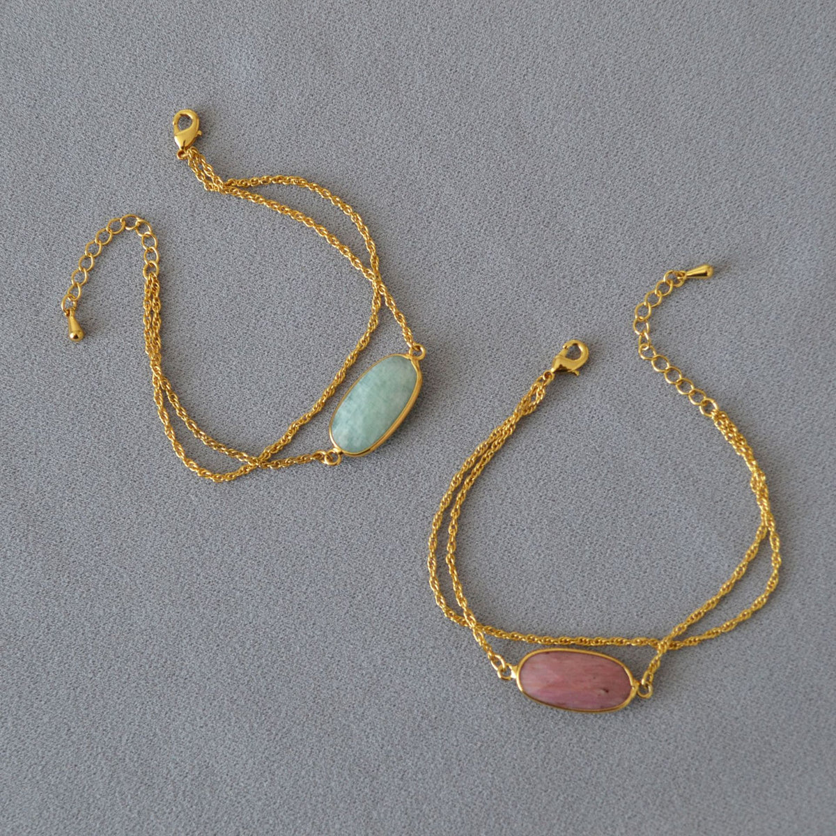 Doppelarmband mit Naturstein und Metallkette | LuxeStyle