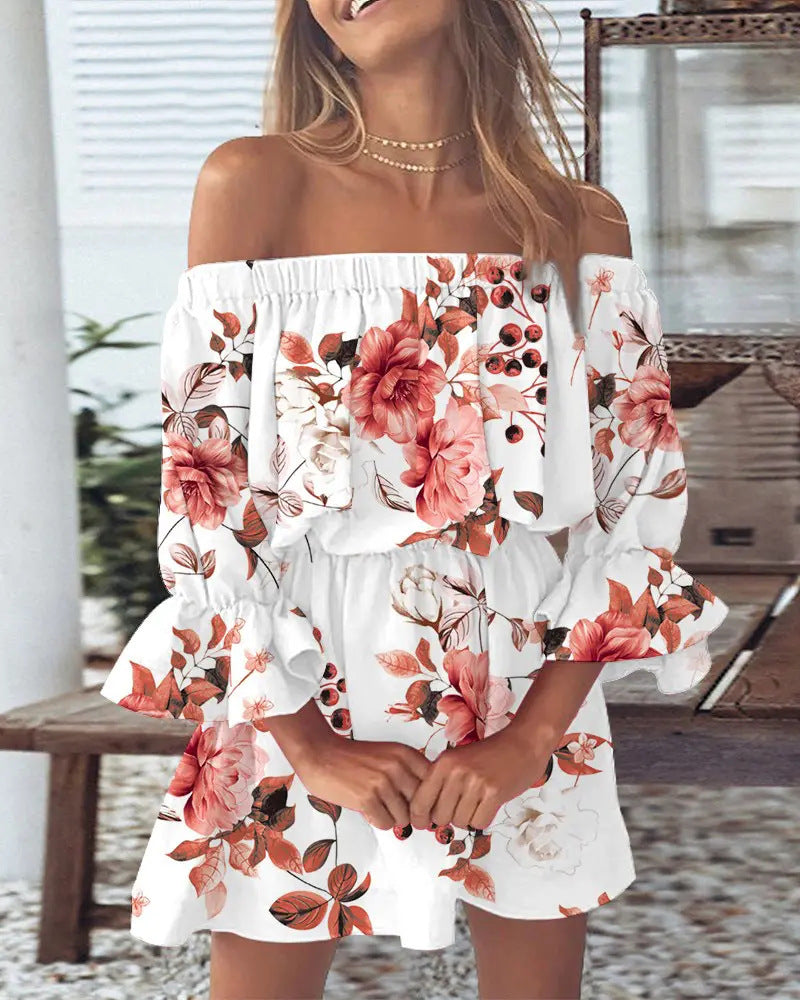 Elegantes Off-Shoulder Print-Kleid – Bild 8 | LuxeStyle