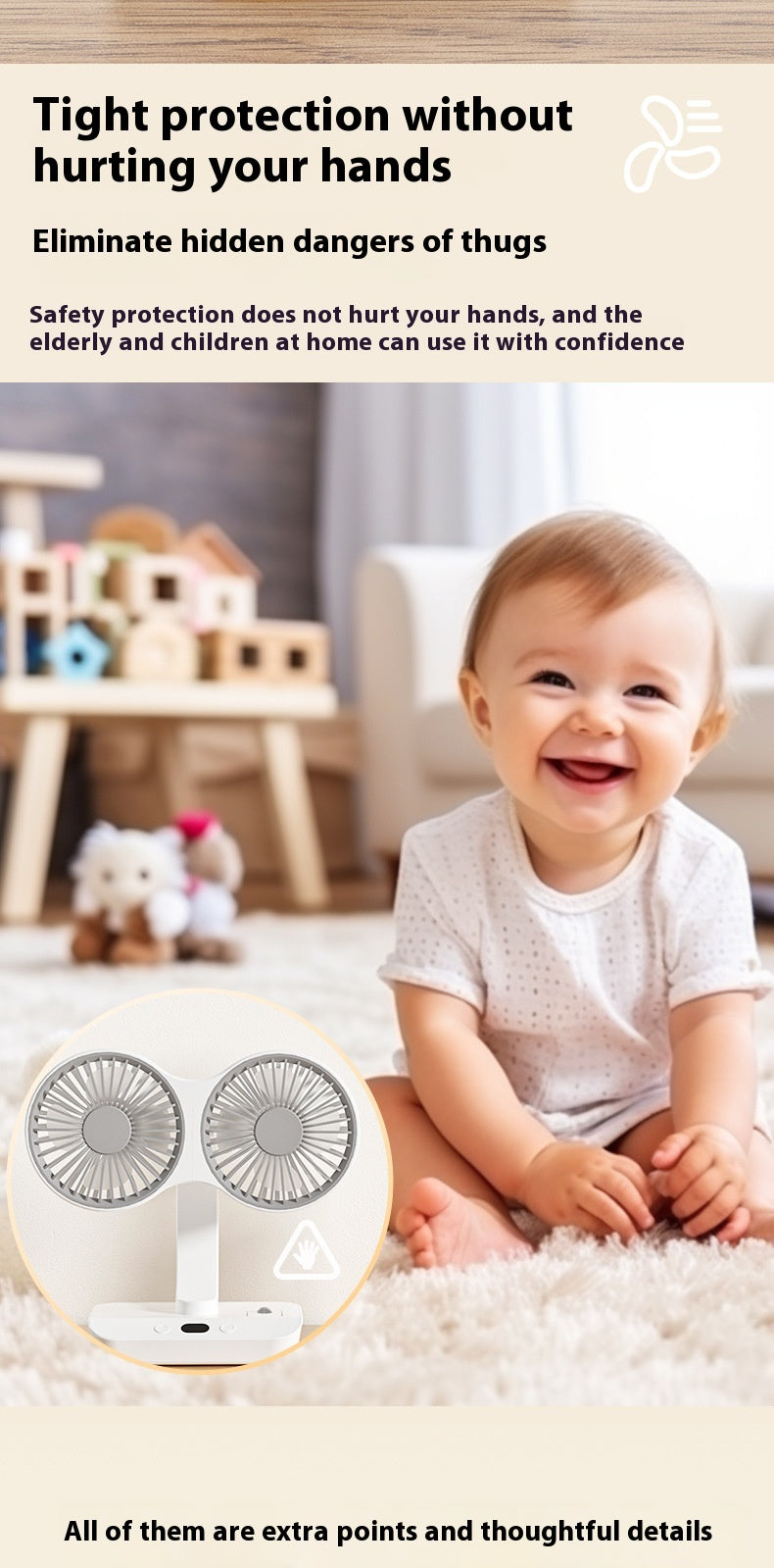 Multifunktionaler Dual-Kopf Ventilator mit Licht – Bild 4 | LuxeStyle