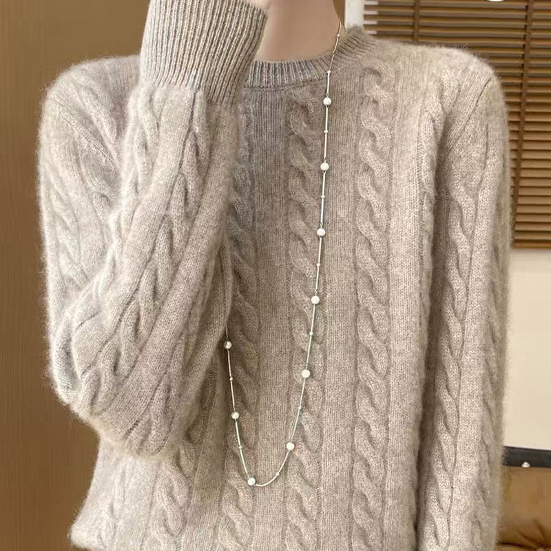 Kuscheliger Merino-Pullover mit Zopfmuster