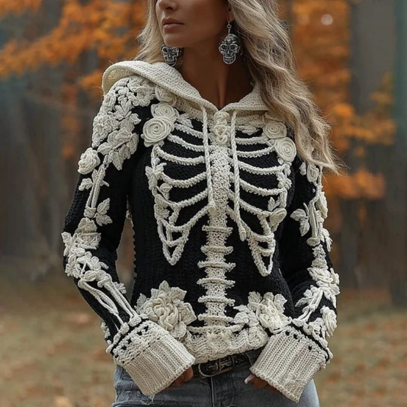 Retro 3D-Print Kapuzenpullover für Damen