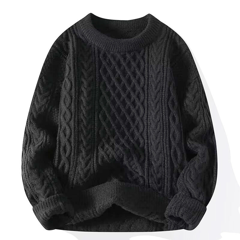 Fleecegefütterter Rundhals-High-Neck Pullover