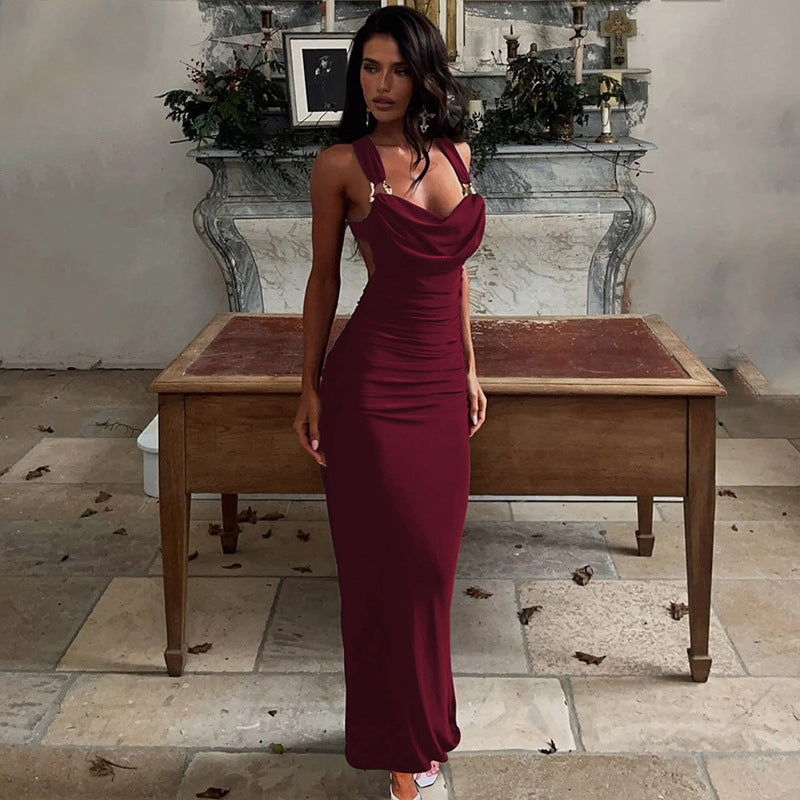 Elegantes rückenfreies Plissee-Trägerkleid – Bild 6 | LuxeStyle