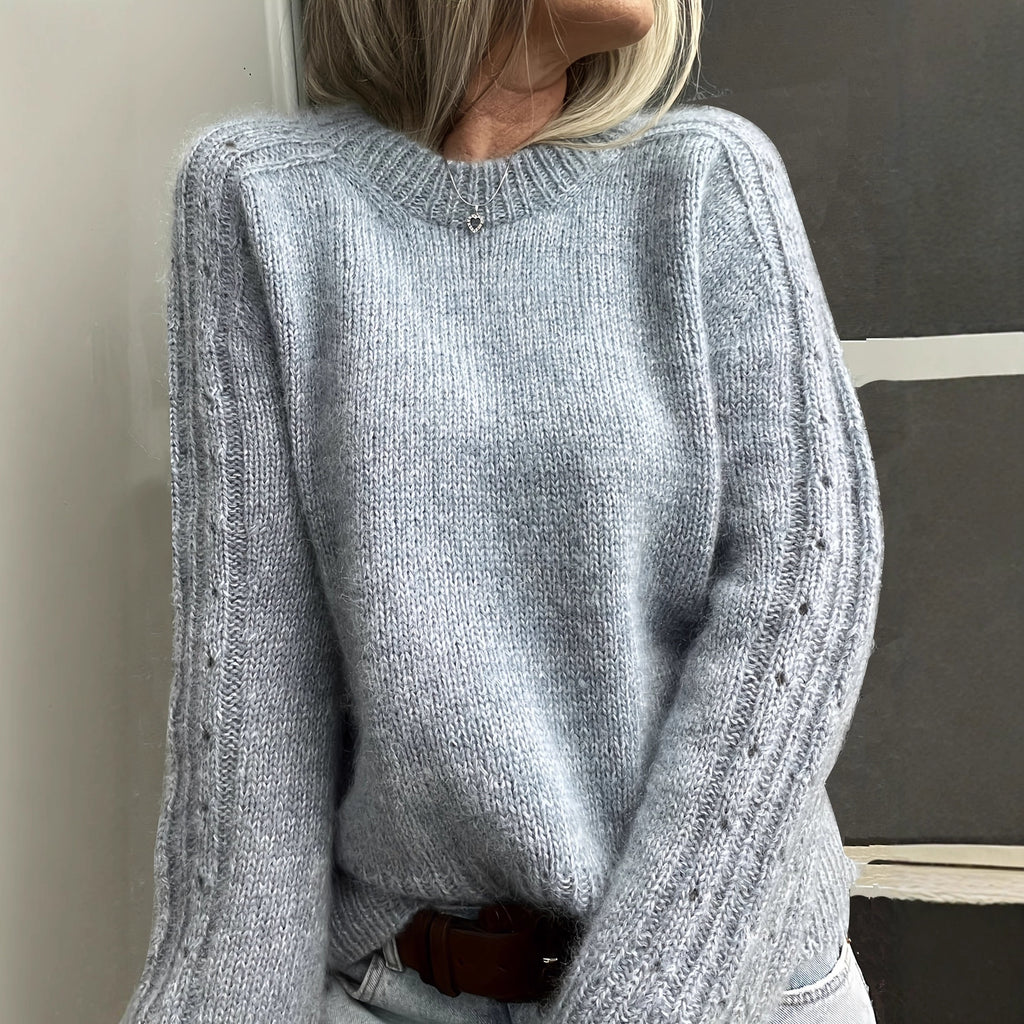 Grauer Damen Pullover mit Rundhals