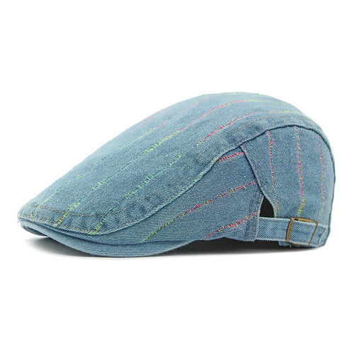 Baskenmütze «Riviera» · Denim mit Farbstreifen (Unisex) – LuxeStyle