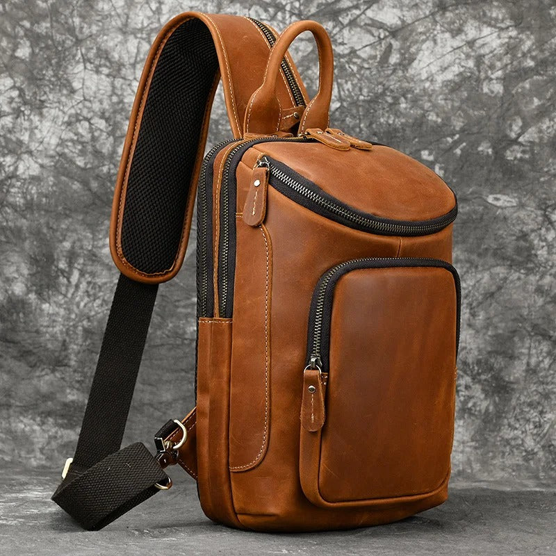 Herren Retro Umhängetasche aus Crazy Horse Leder