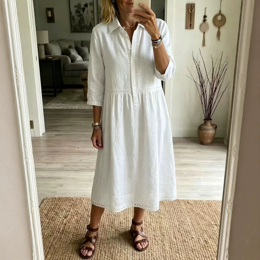 Elegant & Casual Dreiviertelarm Damenhemddress