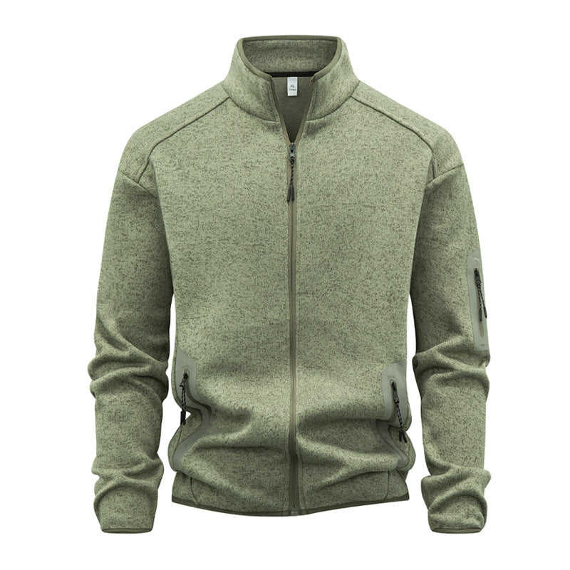 Cardigan Sweatshirt mit Stehkragen und Reissverschlusstasche