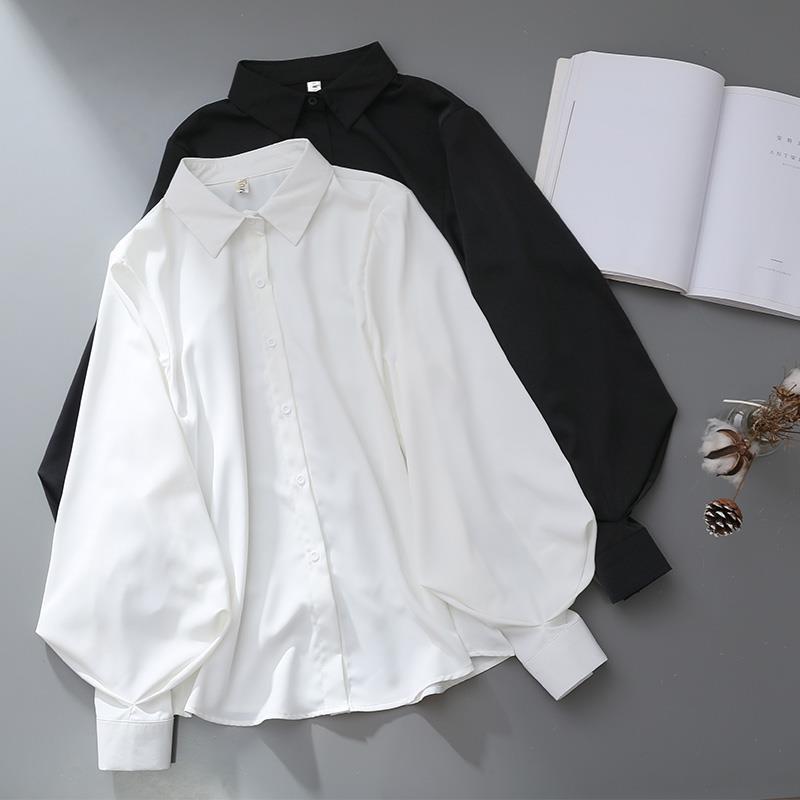 Damen Bluse mit Laternenärmeln & Revers