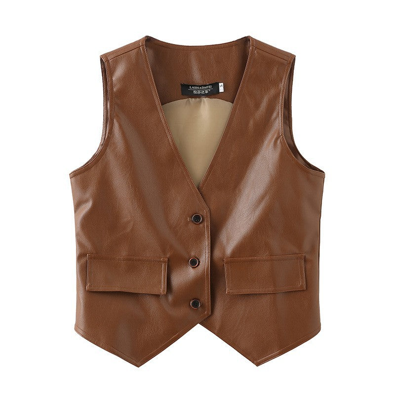 Retro PU-Weste für Damen