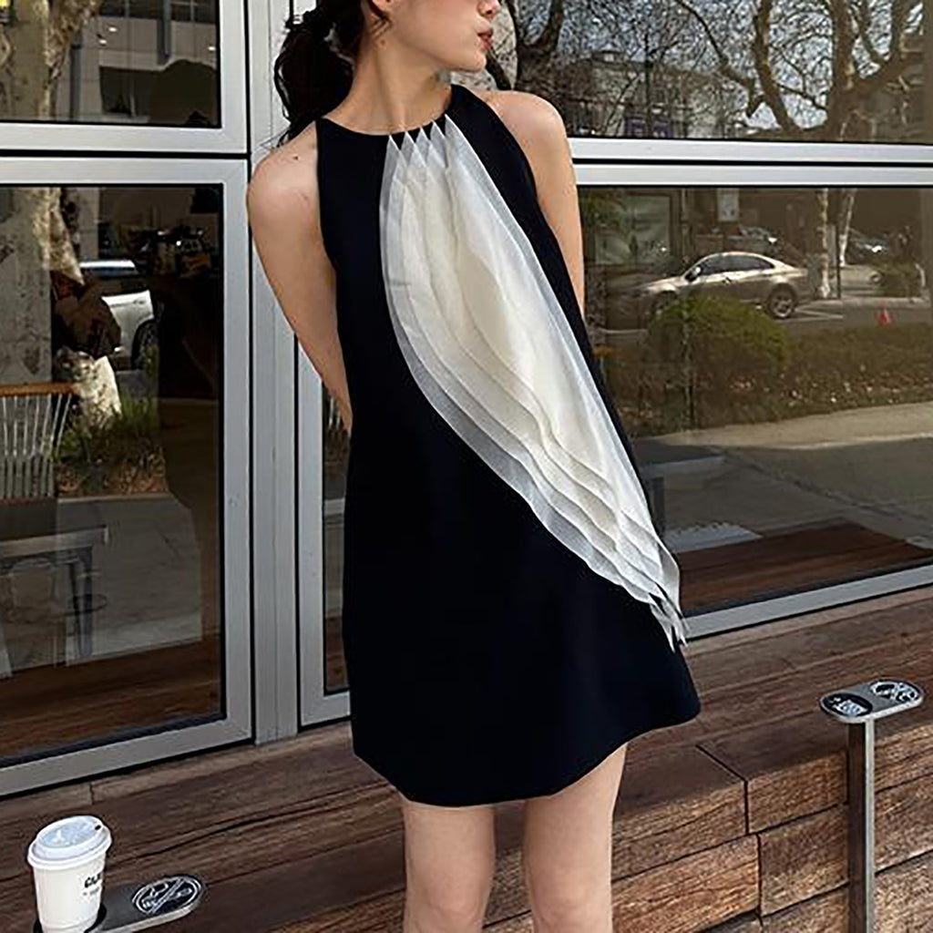 Ärmelloses Casual Patchwork-Kleid für Damen