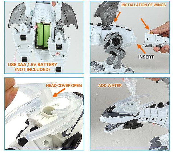 Intelligenter Roboter-Dinosaurier mit Sprühfunktion