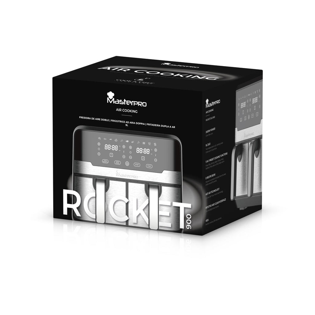 Heißluftfritteuse Masterpro Rocket Duo 900 2400 W 9 L Schwarz