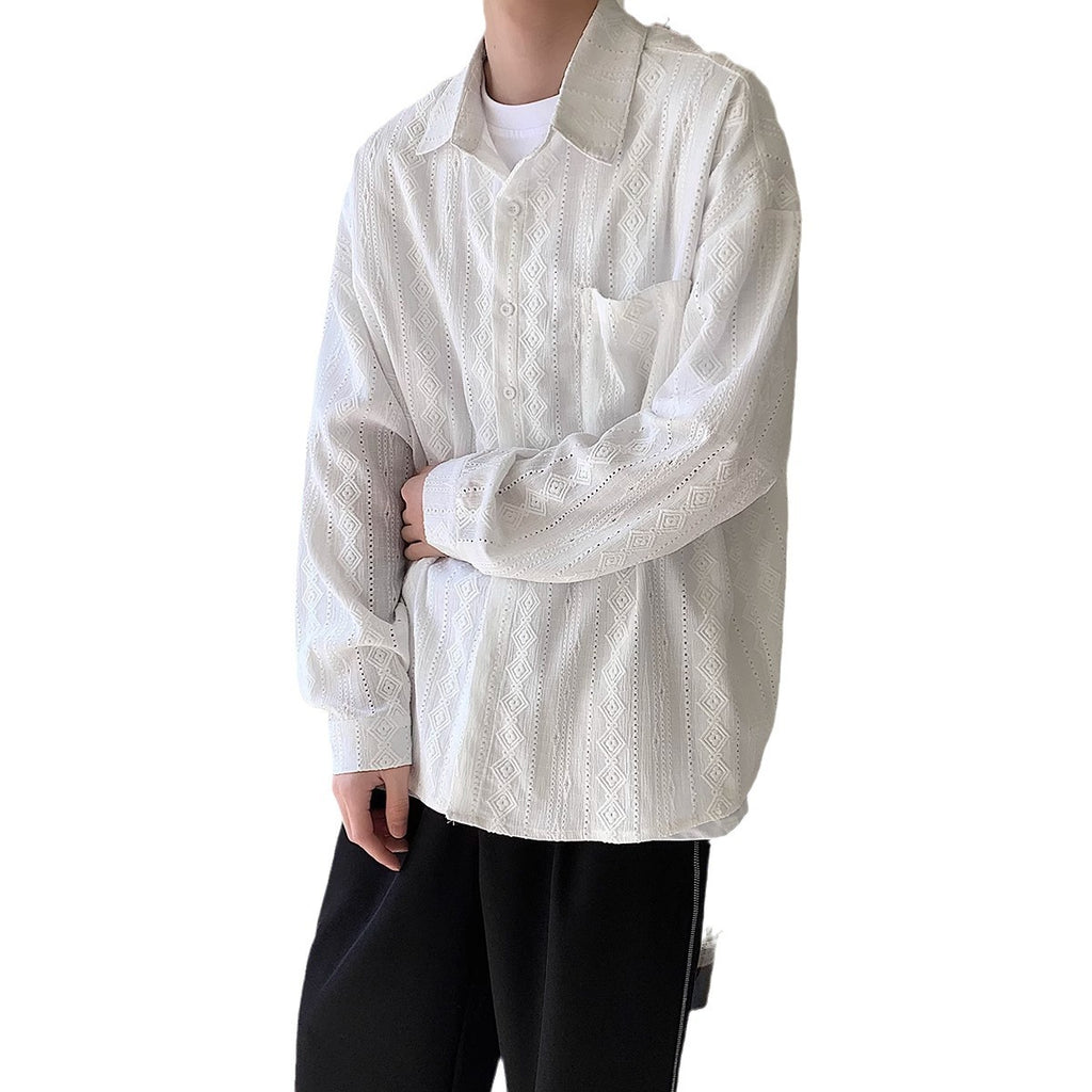 Langarmshirt aus Jacquard, weiss-braun – Bild 7 | LuxeStyle