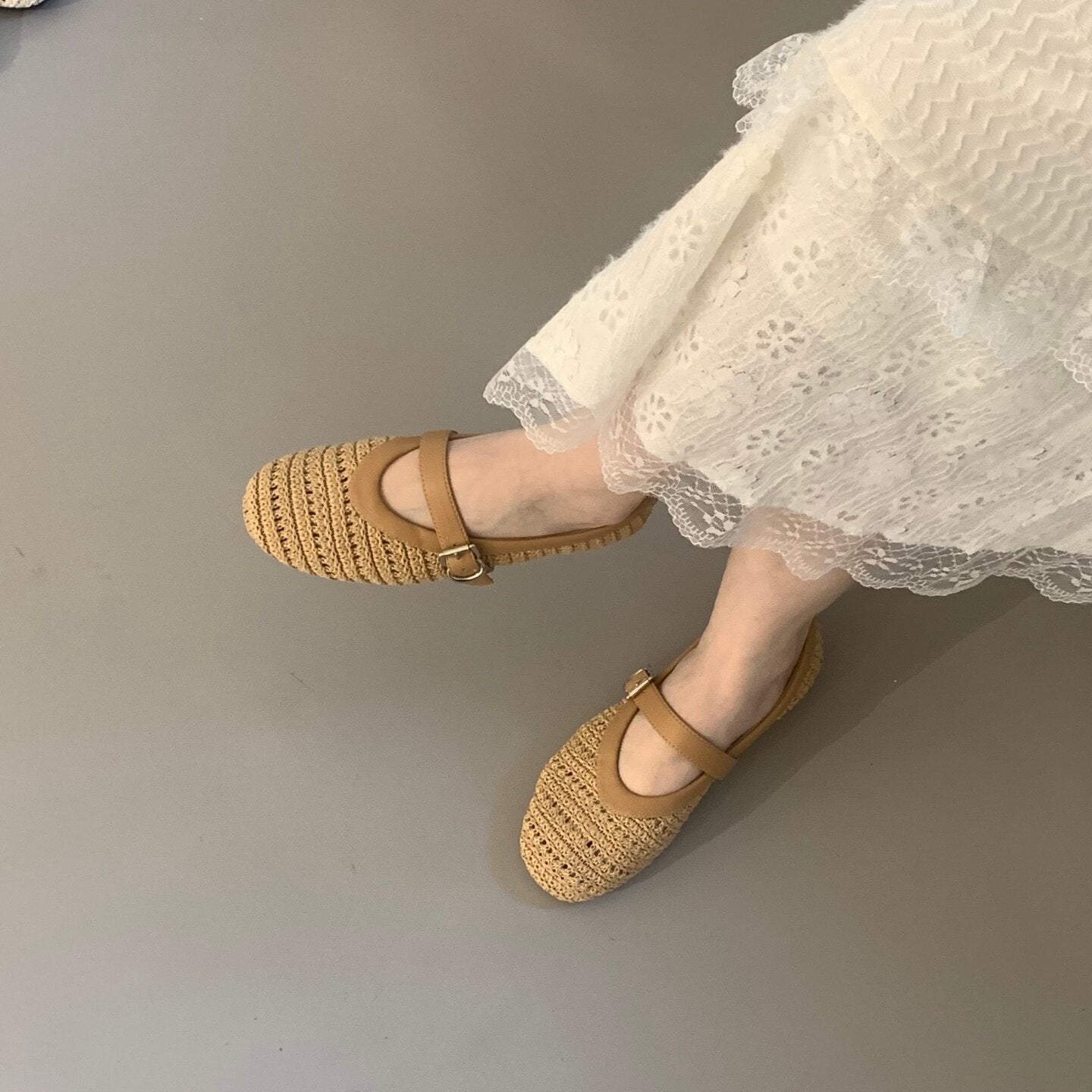 Retro-Balletflats mit Hohlprägung