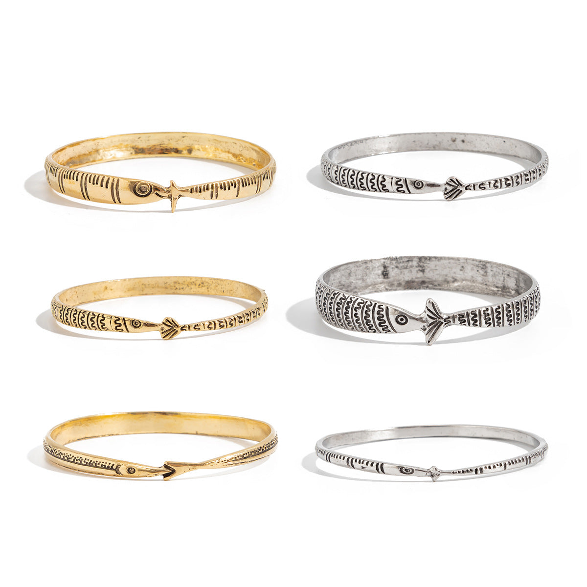 Retro Fisch-Print Armband-Set (6-teilig) | LuxeStyle