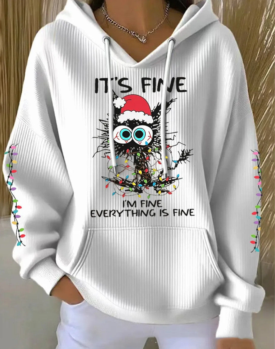 Christmas Hoodie mit Katzen-Print