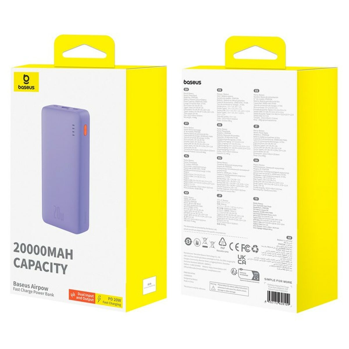 Powerbank Baseus P10022804513-00 Purpur mAh 74 WH