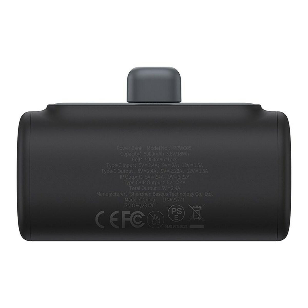 Powerbank Baseus P10068307113-00 Schwarz 5000 mAh
