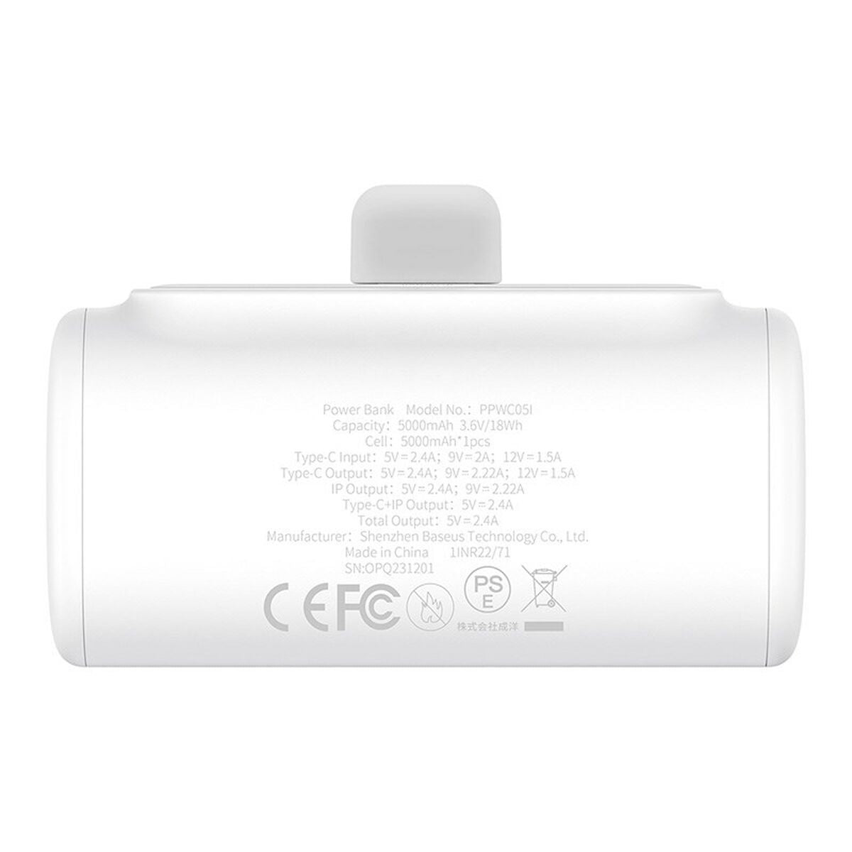 Powerbank Baseus P10068307213-00 Weiß 5000 mAh