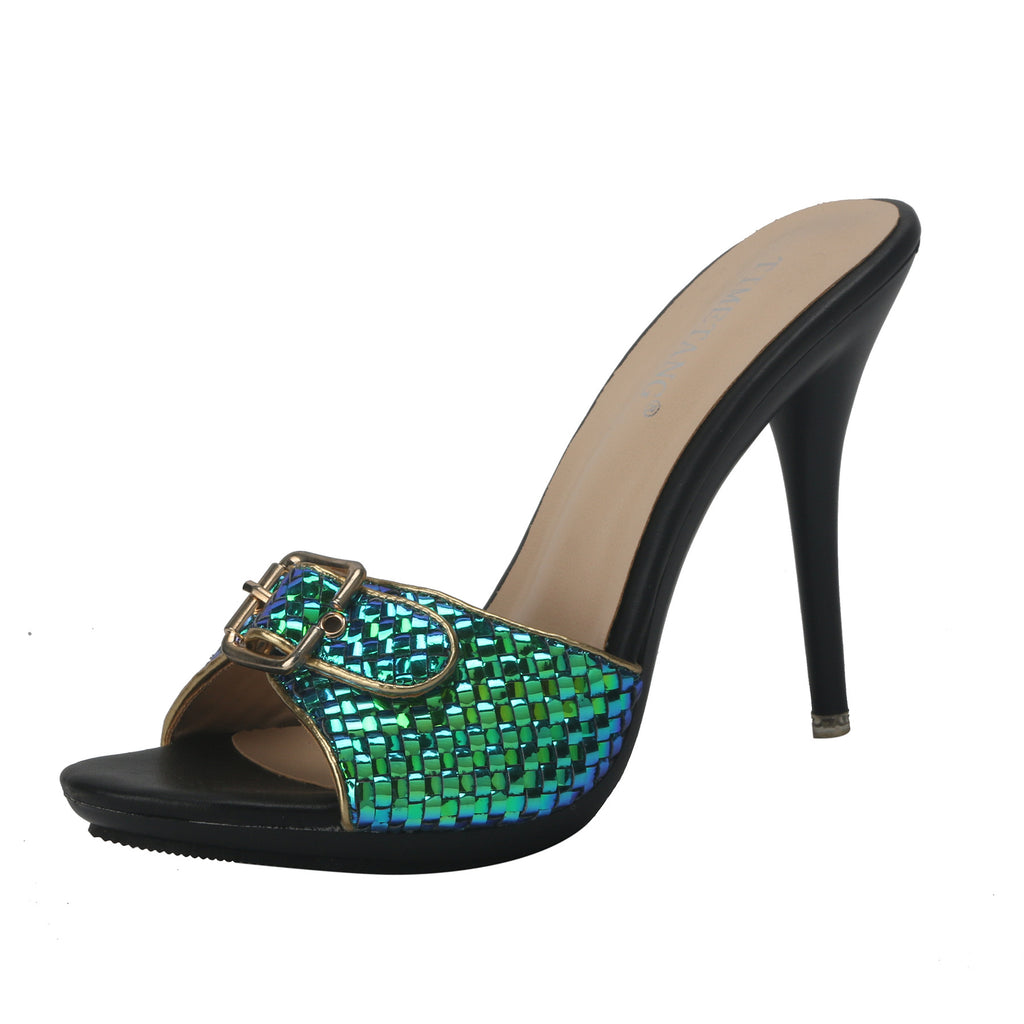 Sandalen mit Schlangenmuster und eckiger Schnalle – Bild 8 | LuxeStyle