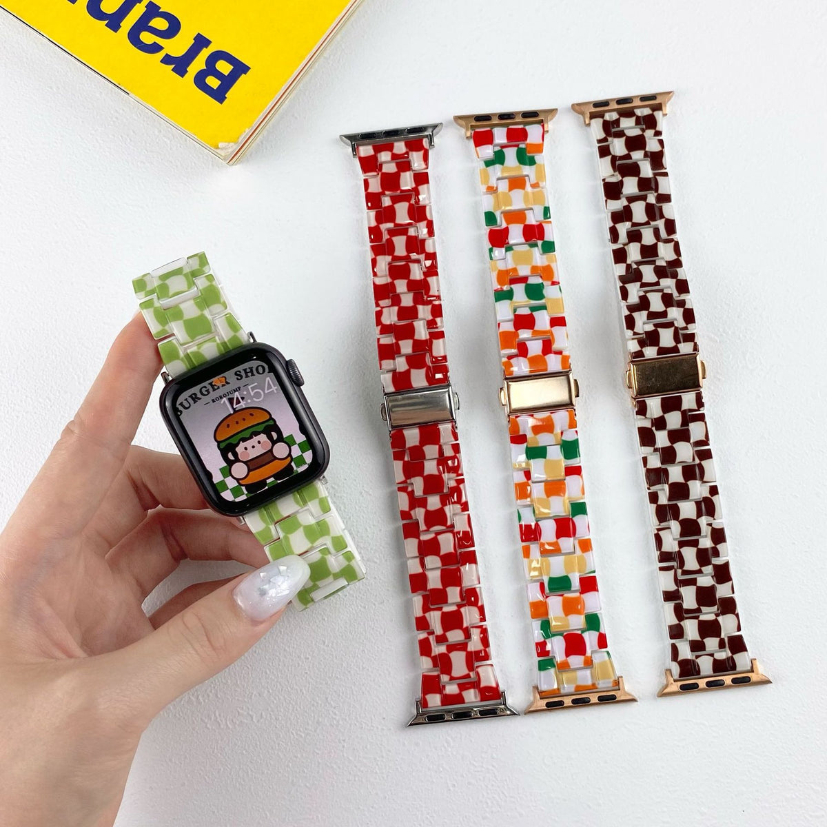 Mosaik-Schachbrett-Kunstharz-Armband 22 mm – Bild 3 | LuxeStyle