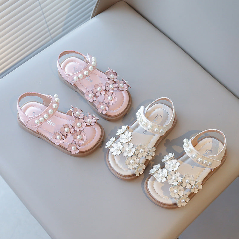 Sommerneu: Blütenperlensandalen für Mädchen mit weicher Sohle