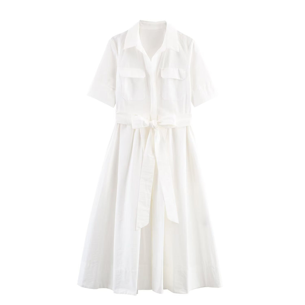 Elegantes Popeline Midi-Kleid für Damen – Bild 3 | LuxeStyle