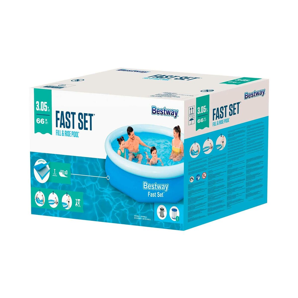 Bestway Aufblasbares Pool für Erwachsene mit Filter 305x66 cm Garten