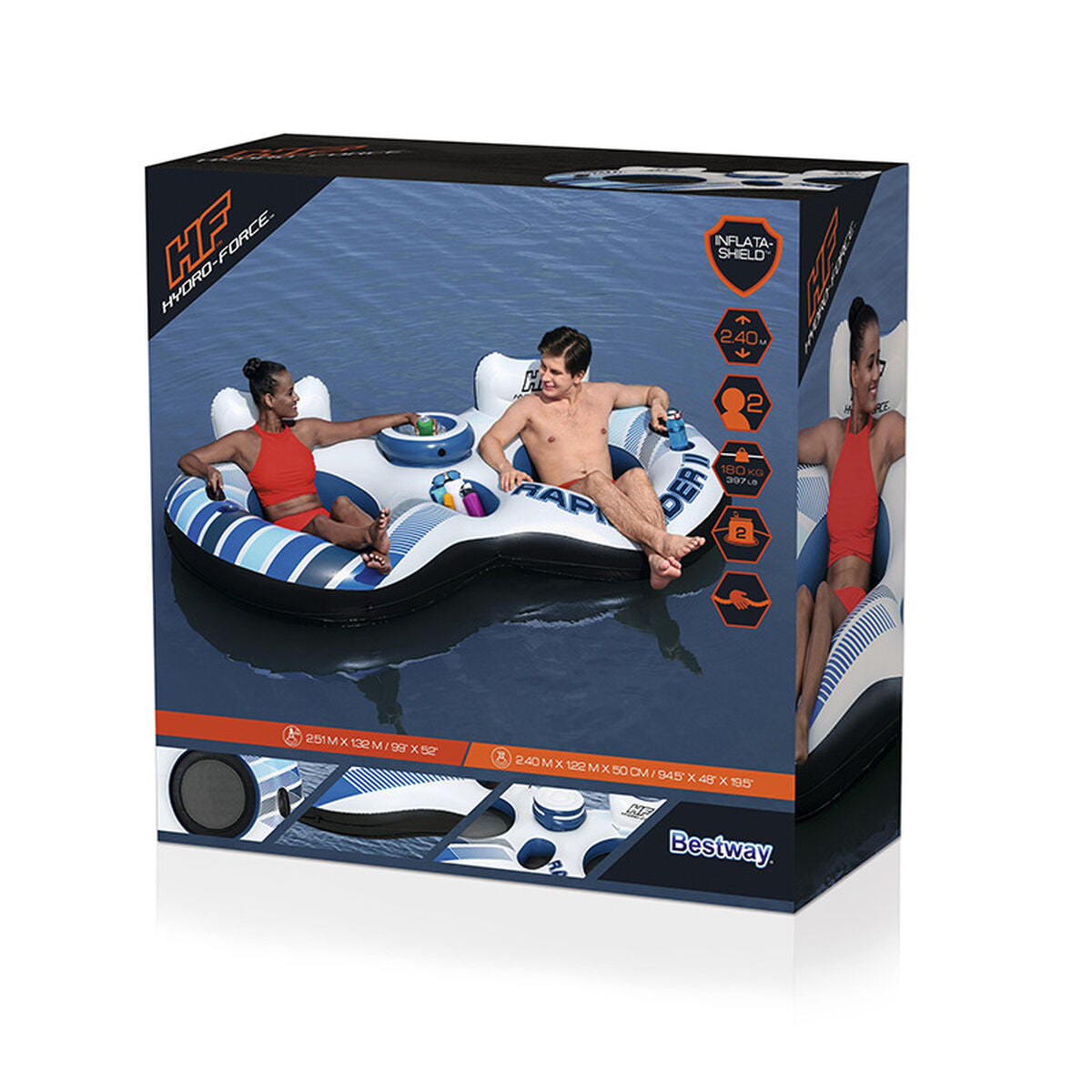 Bestway Doppel-Aufblasrad mit Griffen Rapid Rider 251x132 cm Strand un