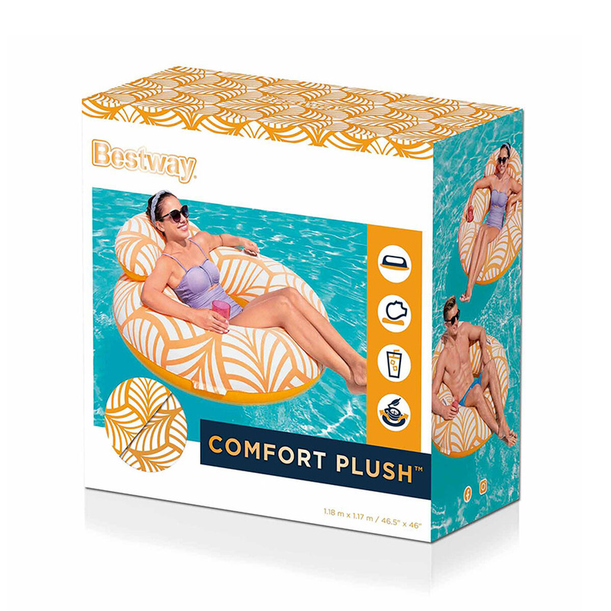 Bestway Komfort Deluxe Aufblasbarer Sessel mit Rückenlehne und Griffen