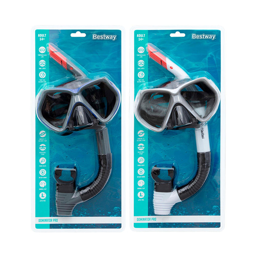 Taucherbrille mit Schnorchel Bestway Weiss Grau Erwachsener (1 Stück)